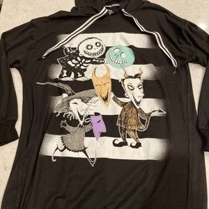 Disney Night Before Christmas Black Long Hoodie Lock Shock Barrel Size S